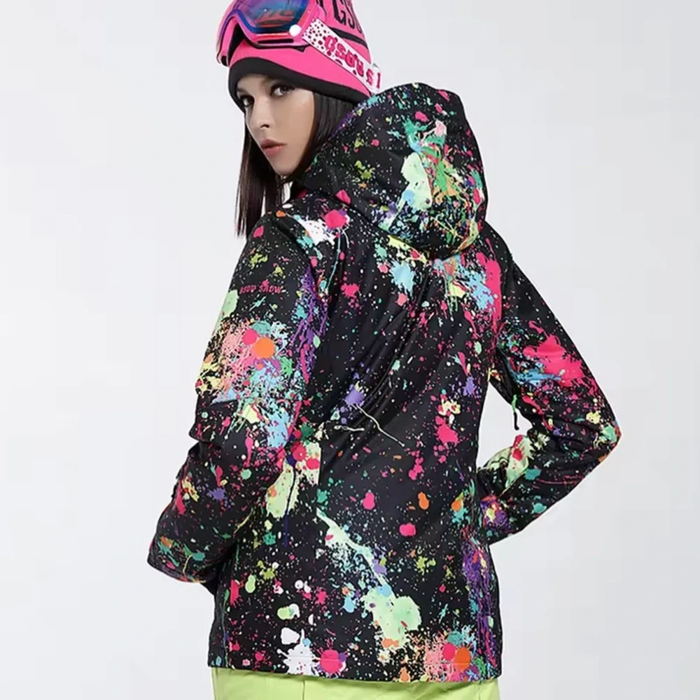 Like New Gsou Snow Multicolor Splash Ink Spatter Snowboard Ski Coat, Size Small